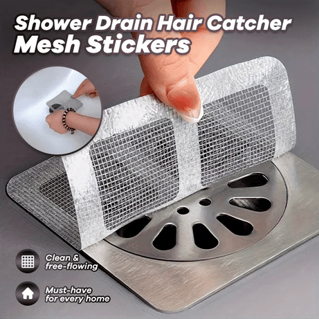 Clog-free drains! Easy-to-use, waterproof, disposable stickers trap hair and debris—perfect for kitchens, bathrooms