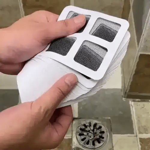 Clog-free drains! Easy-to-use, waterproof, disposable stickers trap hair and debris—perfect for kitchens, bathrooms